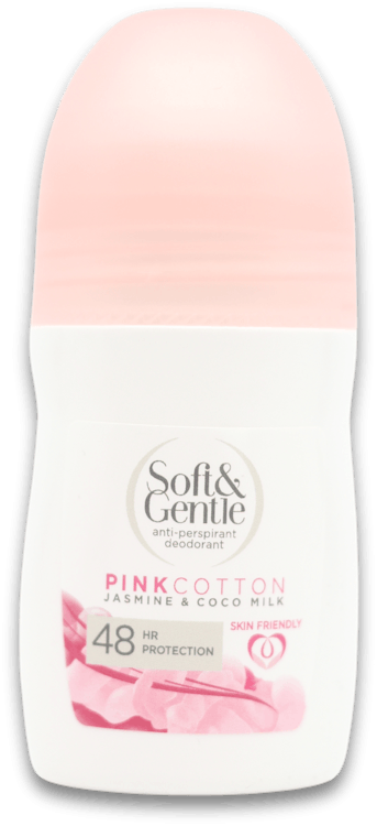 Soft & Gentle Pink Cotton Jasmine & Coco Milk Roll-On Deoderant 50ml