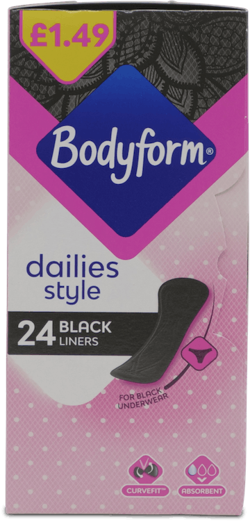 Bodyform Dailies Style Black 24 Liners