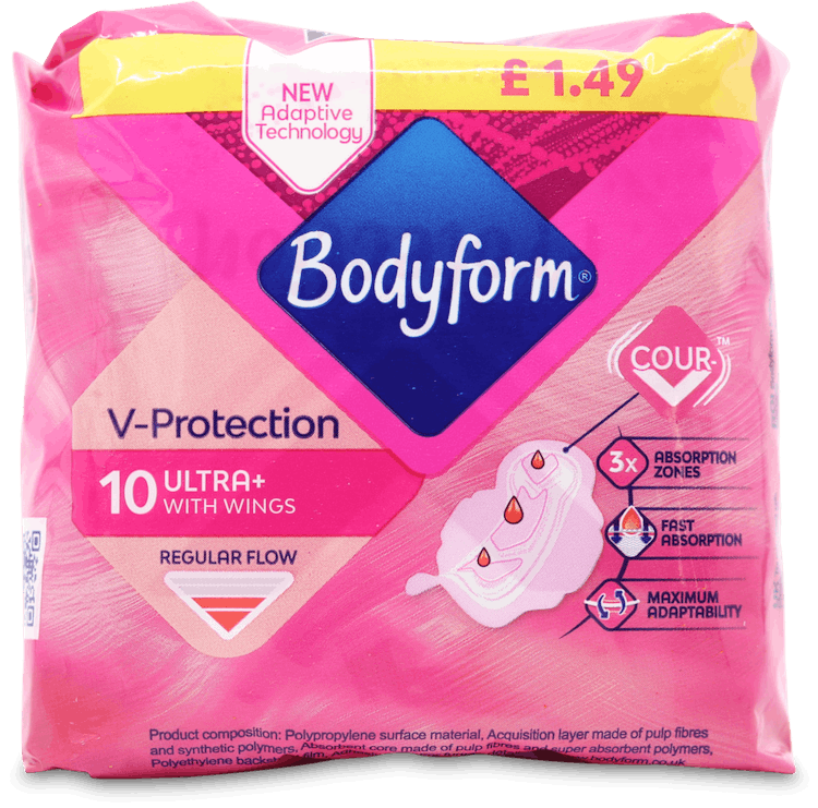 Bodyform V- Protection Ultra+ with Wings 10 Pack