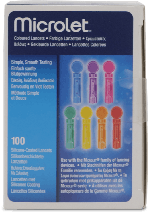 Microlet 100 Silicone-Coated Coloured Lancets