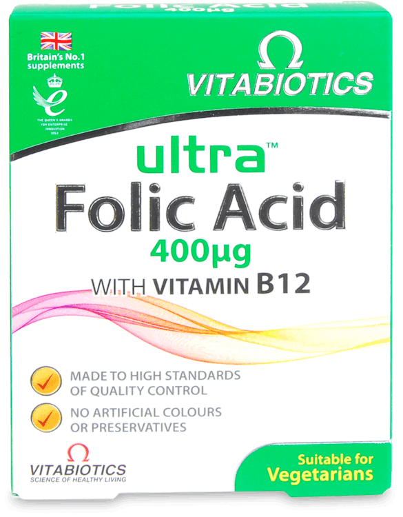 Vitabiotics Ultra Folic Acid 400µg with Vitamin B12 60 Tablets