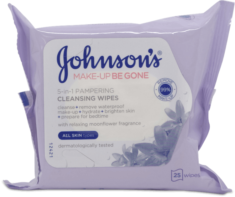 Johnson's Face Care Makeup Be Gone Pampering 25 Wipes