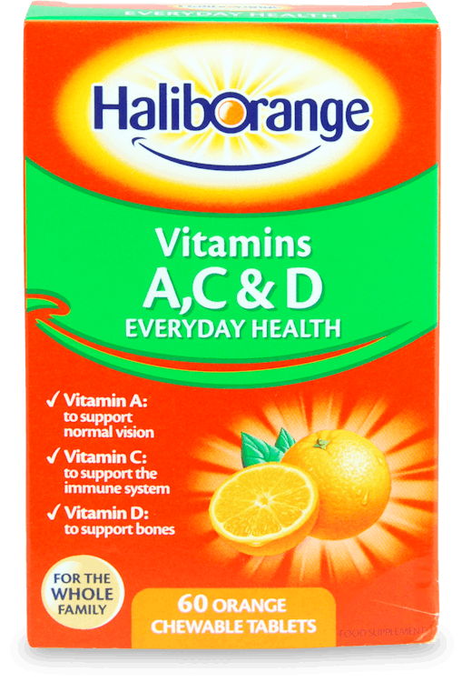 Haliborange Vitamins A, C & D Orange Chewable 60 Tablets