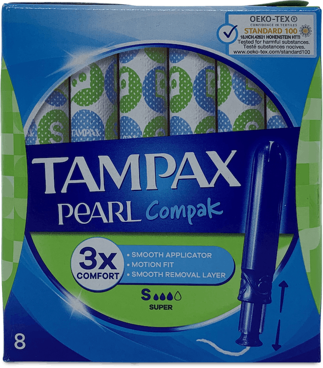 Tampax Pearl Compak Super Tampons with Applicator 8 Pack