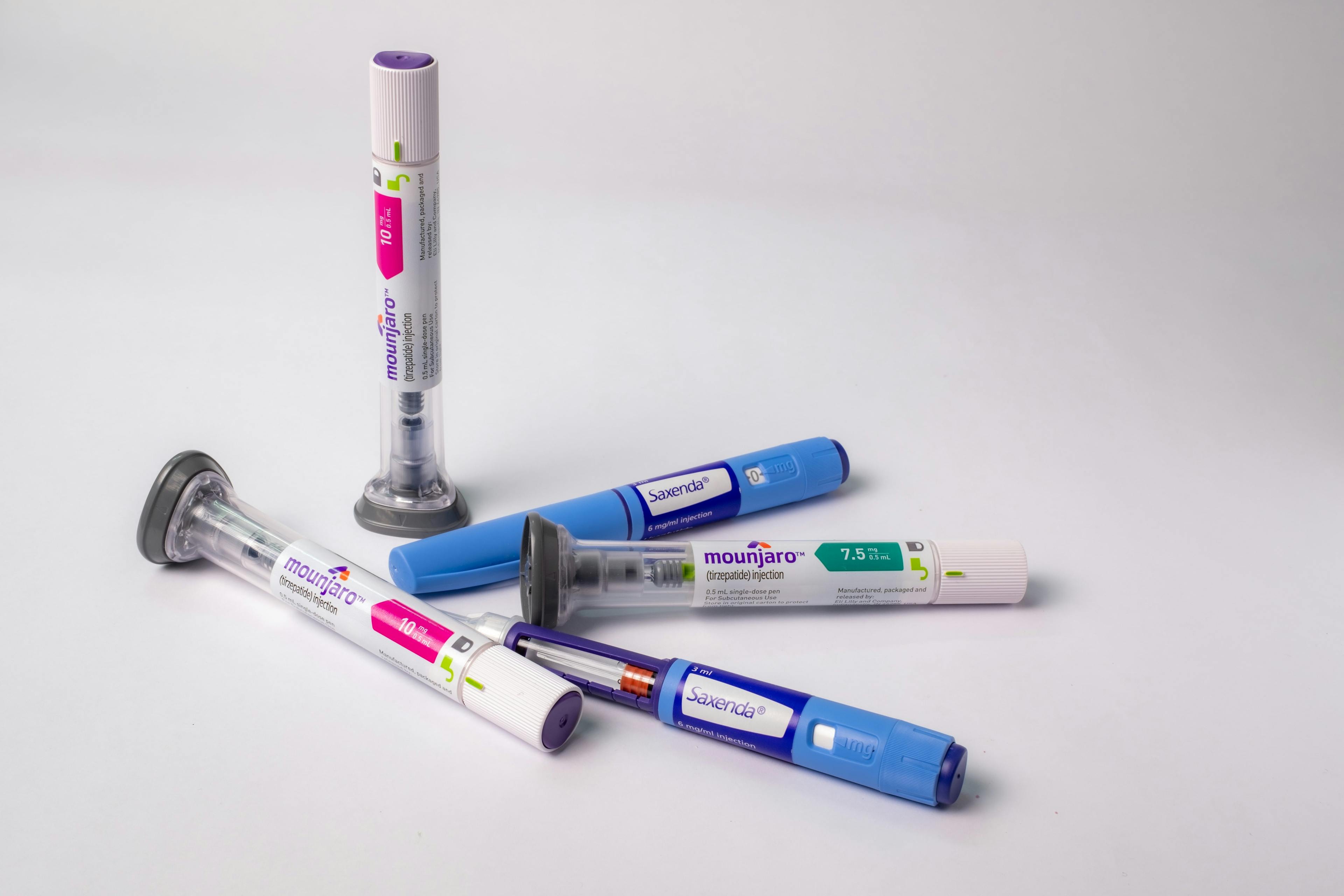 Multiple weight loss pens including Mounjaro and Saxenda