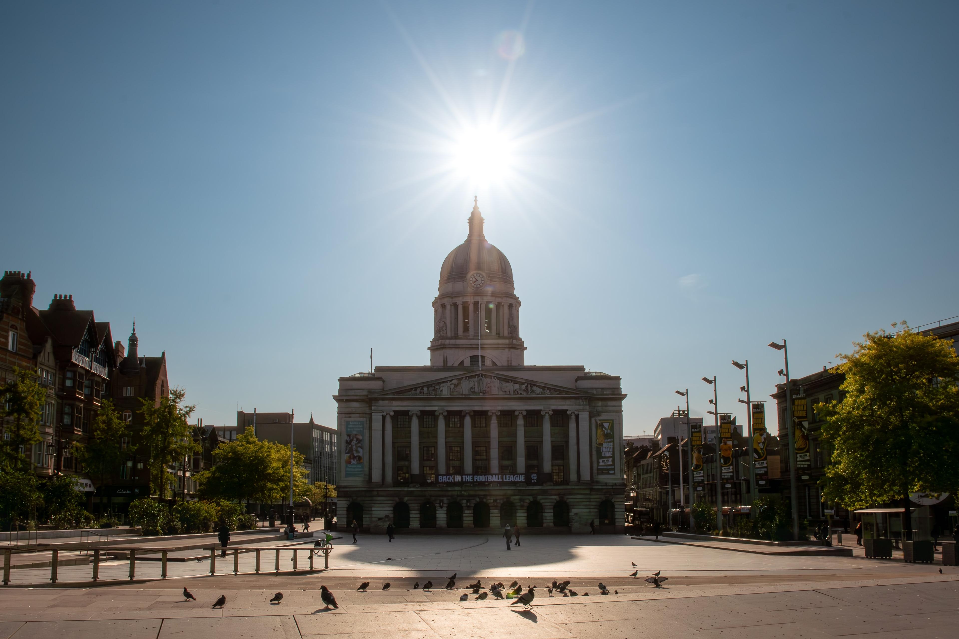 Nottingham city centre in the day